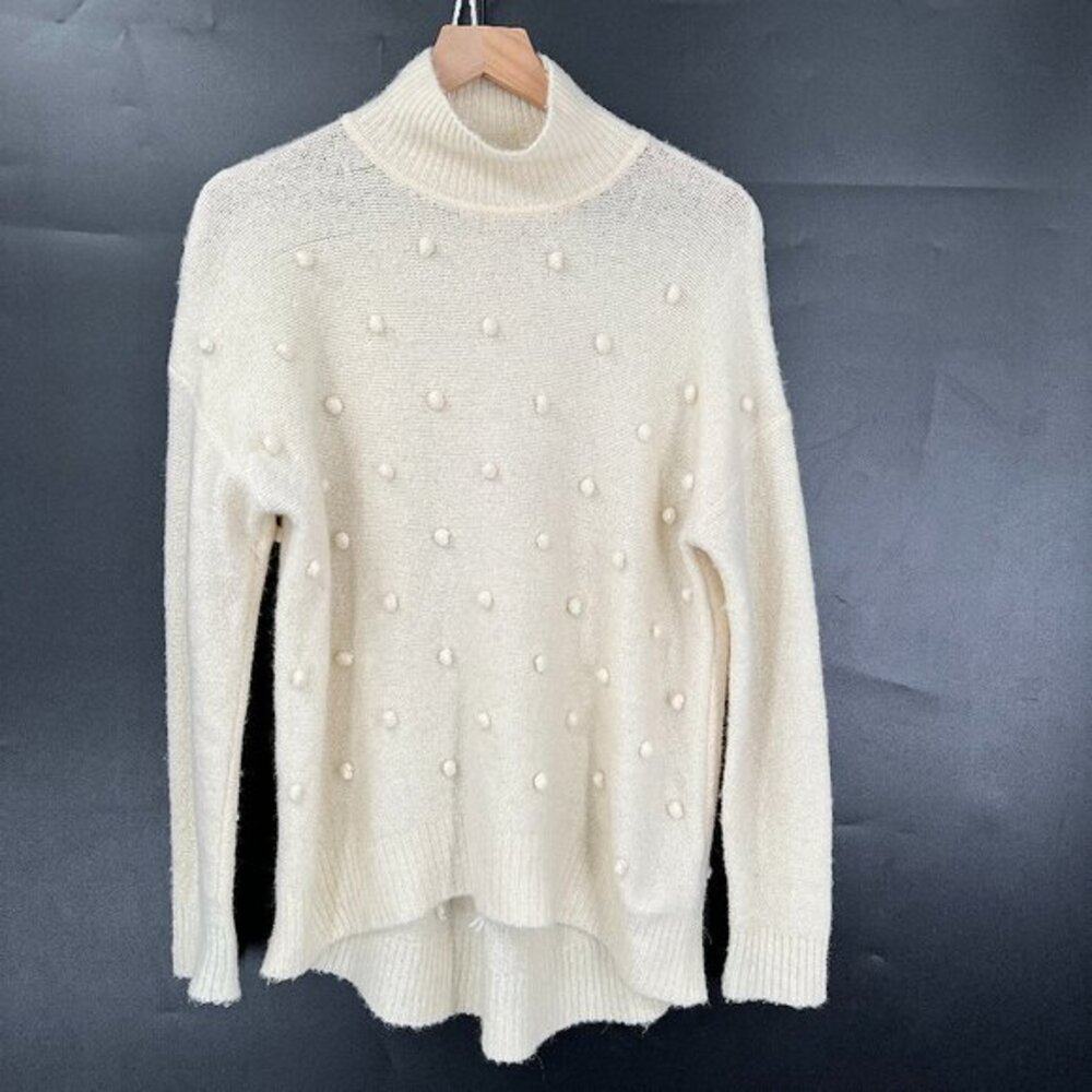 madewell snowglobe bobble pompom sweater turtleneck wool alpaca blend cozy‎ M